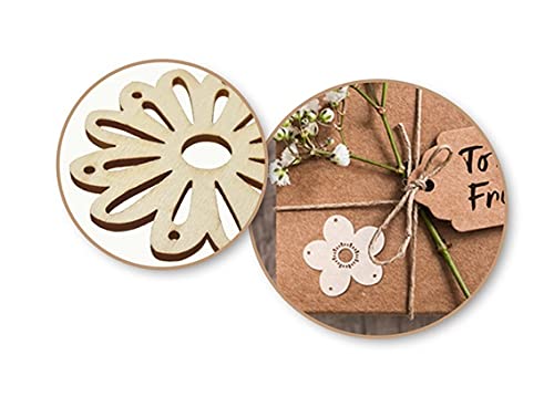 CraftMedley Miniature Laser Cut Wood Shapes - Flowers - 8 Pieces (4 Large, 2 Small), Brown Craft Medley