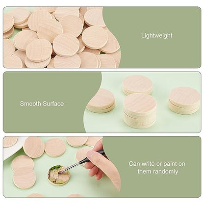 PH PandaHall 100pcs Small Wood Slices, 1.5 inch Unfinished Wooden Discs Pieces Round Wood Circles Blank Natural Wooden Cutouts Rustic Centerpieces