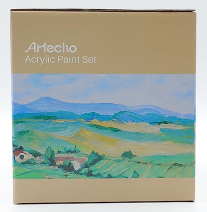 Artecho Professional Acrylic Paint Set, 20 Primary Colors (120ml / 4.05oz) Tubes, Art Craft Paints for Canvas, Rock, Stone, Wood, Fabric, Art - WoodArtSupply