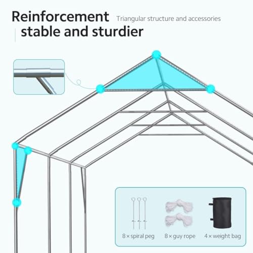 ADVANCE OUTDOOR 12x20 ft Heavy Duty Carport Car Canopy Garage Boat Shelter Party Tent, Adjustable Peak Height from 9.5ft to 11ft, White