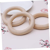 VOSAREA 20 Pcs Unfinished Wooden Rings Wood Craft Pendant Ring Unfinished Smooth Wooden Ring Wooden Rings for Macrame Wooden Circle Crib Toys Curtain VOSAREA