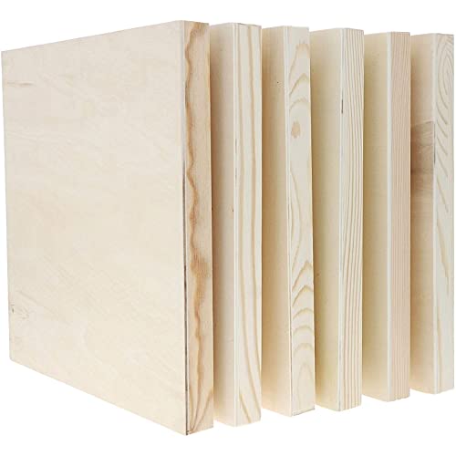 6 Pack Unfinished Square Wood Panels for Painting, 12x12 Wooden Canvas Boards for Crafts Bright Creations