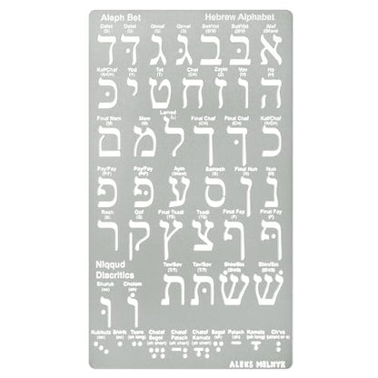 Aleks Melnyk No.418 Metal Stencil, Hebrew Alphabet, Hebrew Letter, Alef Bet Chart, Aleph Bet, Jewish Stencil, Template for Wood Burning, Pyrography - WoodArtSupply