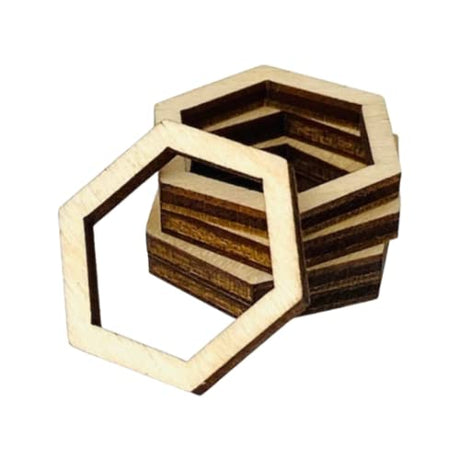Choose your Size and Quantity (12pc to 48pc) Unfinished Wood Wooden Hollow Hexagon Hexagons Honeycomb, Frame Laser Cutout Dangle Earring Jewelry Texan Wood Crafts