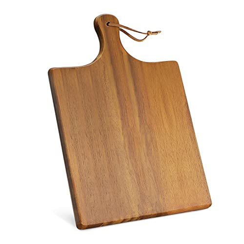 AIDEA Acacia Wood Cutting Board with Handle, Large Wooden Charcuterie Board for Bread, Cheese, Meat, and Fruits, Food Serving Tray for the Kitchen - WoodArtSupply