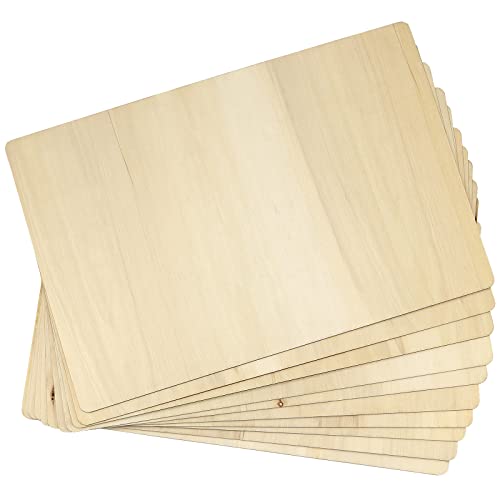 KOHAND 10 PCS 18 x 12 Inch Rectangle Unfinished Wood Pieces, Large Rectangle Plywood Board, 3mm Poplar Plywood Rectangle Wooden Cutouts for Crafts, KOHAND
