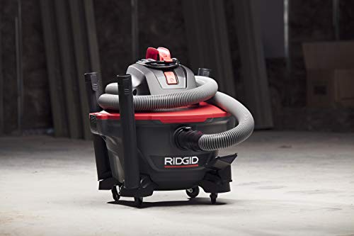 RIDGID 62698 RT0600 NXT 6-Gal. Wet Dry Shop Vacuum with Casters, 4.25 Peak HP Motor, and Pro Locking Hose, Dark Gray and Red - WoodArtSupply