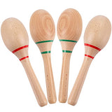 Foraineam 4 Pieces Maracas 8 inch Wooden Hand Percussion Rattles, Beech Wood Rumba Shakers Noisemaker Party Favors Supplies Musical Instrument for Foraineam