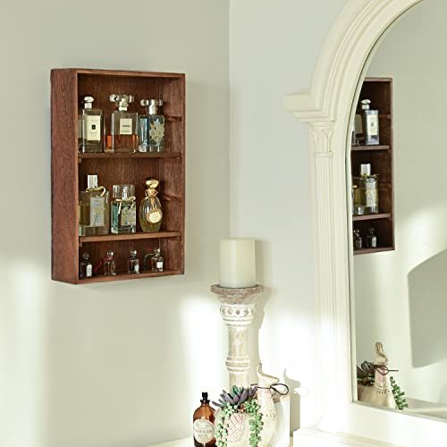 Ikee Design Wooden Wall-Mounted Display Shelves Rack for Collectibles-Figures,Shot Glasses,Spice Can,Cosmetics or Perfume-5 Adjustable Height Ikee Design