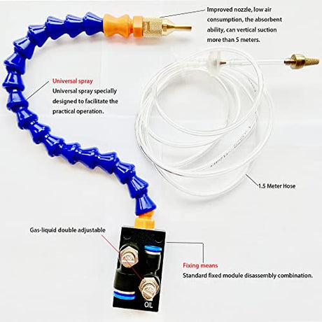 BACHIN Upgrade Version Mist Coolant Lubrication Spray System for Metal Cutting Engraving Cooling Sprayer Machine for Air Pipe CNC Lathe Milling Drill BACHIN