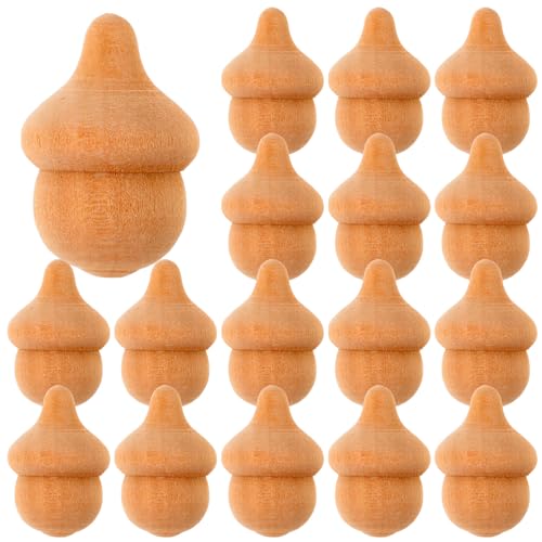 SEWACC 60 Pcs DIY Wood Christmas Tree Christmas Art for Kids Wedding Peg Doll Wood peg Doll Unfinished Christmas Snowman Peg Doll Wood Acorn Cutouts SEWACC