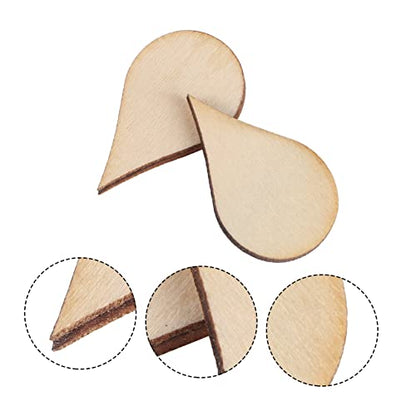 Gogogmee 50pcs Woodsy Decor Nativity Decor Christmas Decorations Teardrop Earrings Xmas Gifts Water Drop Shape Wood Piece Wood DIY Chip DIY Craft - WoodArtSupply