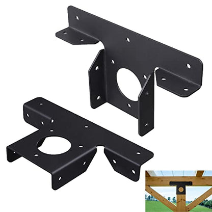 Wpbhk 2Pcs Heavy Duty Pergola Corner Brackets Extension 3-Way T Brackets for 4x4 (Actual Size:3.5X3.5) Post Bracket Pergola Gazebo Kit (2) - WoodArtSupply