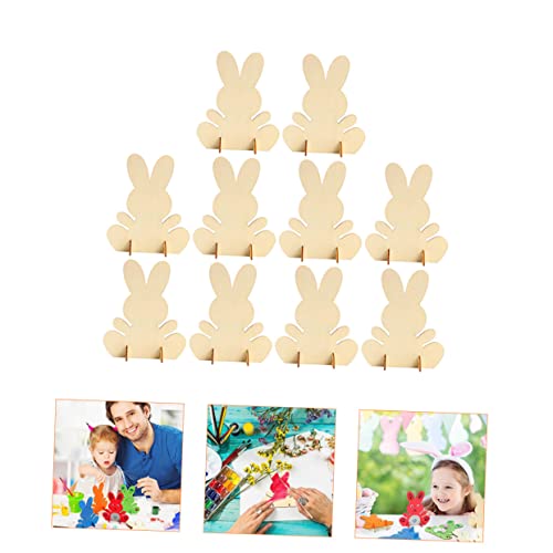 Holibanna 10pcs Handmade Rabbit Material Farmhouse Easter Egg Table Signs Unfinished Bunny Decor Easter Table Decor Tray Decor Unfinished Bunny Table Holibanna