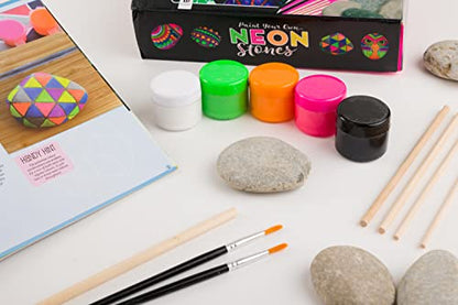 Paint Your Own Neon Stones-This Complete Starter Kit includes all you need to create Vibrant, Three-Dimensional Art to display in your Home or Garden - WoodArtSupply