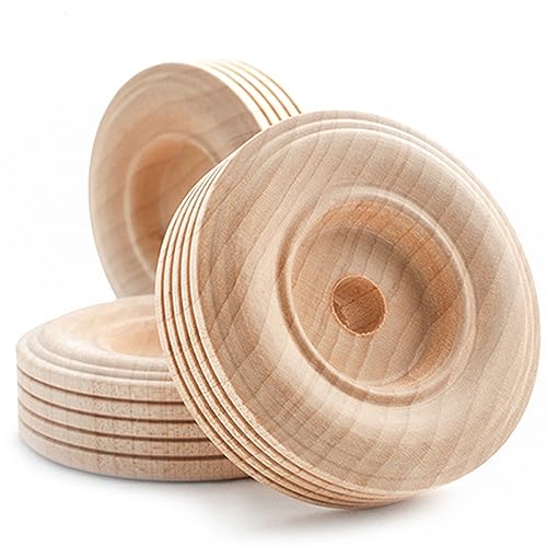 Pinehurst Crafts Treaded Wooden Toy Wheels, 2-1/2 Inch Diameter x 3/4-Inch Thick (3/8-Inch Hole), Pack of 8 Pinehurst Crafts