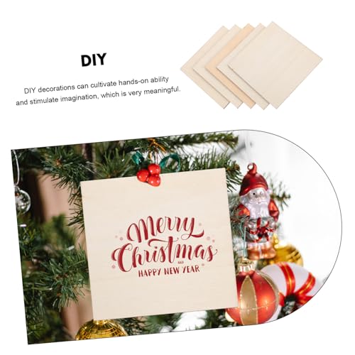 TEHAUX 20pcs Hollow Out Craft Cutout Natural Wooden Pieces Manual Label Blank Wood Crafts Wood Carving Square TEHAUX