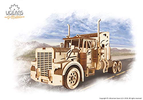 UGEARS Models 3-D Wooden Puzzle - Mechanical Heavy Boy Truck VM-03 Wooden Model Kit for Adults and Teens UGEARS