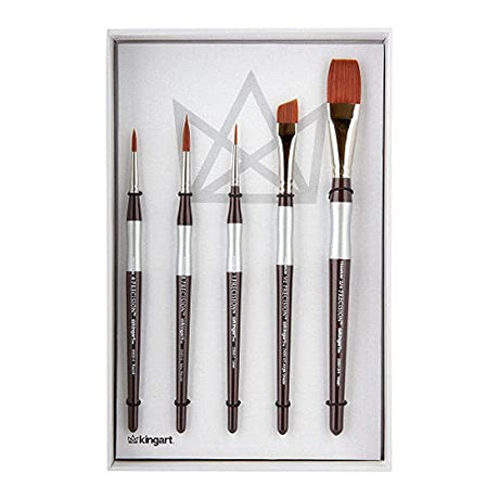 KINGART 1070E Premium Radiant Series Golden Synthetic Brushes for Acrylic, Oil and Watercolor, Gift Box, Set of 12 Paintbrushes KINGART