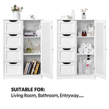 Yaheetech White Wooden Storage Cabinet with 4 Drawers and 1 Cupboard for Bathroom and Entryway Yaheetech