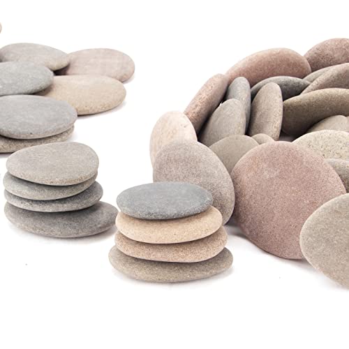 [About 91 PCS - 106 PCS](18.3 Pounds) River Rocks, Flat Rocks, 2.27"-3.56"Painting Rocks, Craft Rocks, DIY Rocks, Painting Stones BLQH