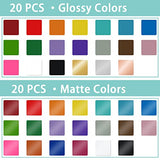 Lya Vinyl Permanent Vinyl - 40Pack (20 Glossy & 20 Matte) Outdoor Permanent Vinyl Sheets Bundle - Self Adhesive Vinyl for Party Decoration, Sticker, Lya Vinyl