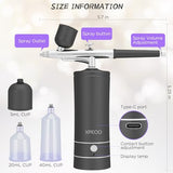 Airbrush KIT Cordless Rechargable with Compressor Portable Air Brush Sets,Auto Handled for Model Painting,Nail,Make Up,Tattoo, Black XPEOO