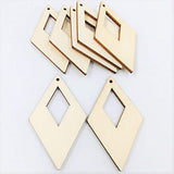 NUO RUI Unfinished Wood Hollow Diamond Shape Earring Blanks Laser Cut Wooden Jewelry Accessories 25 Pieces NUO RUI