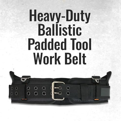 WOLF WTH2110 Heavy-Duty Ballistic Padded Tool Work Belt | Compatible w/Pouches, Holsters & 4-Point Suspenders | Body Waist Comfort Lightweight - WoodArtSupply