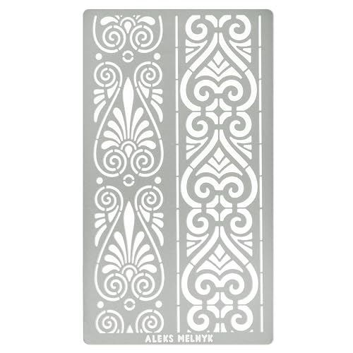 Aleks Melnyk No.326 Metal Stencil, Ancient Greek and Roman Ornament Design, Palmette Motif, Border, Patterns, Small Stencil, 1 PC, Template for Wood - WoodArtSupply