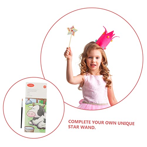 VILLCASE 1 Set Painting Materials Wooden Princess Wand DIY Painting Toy Homemade Fairy Wand Wood Fairy Stick DIY Wand Star Wand Unfinished Wood Wand VILLCASE