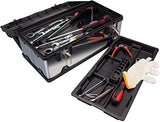 BIG RED A5519BR Torin 19" Stainless Steel and Plastic Portable Storage Tool Box Organizer with Metal Lock, Multiple Compartments, Clear Lid and BIG RED