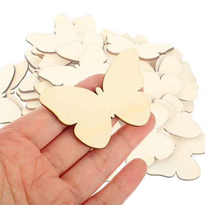 Craft for Adults 50pcs Butterfly Unfinished Wooden Natural Blank Wood Butterfly Shaped Slices Cutouts for DIY Crafts Wedding Home Decoration Small - WoodArtSupply