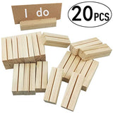 20pcs Natural Wood Memo Clips Photo Holder Business Card Stand Message Unfinished Wood Box with Lock Youngy