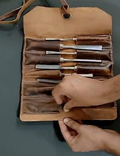 Leather Tool Roll Up Pouch - Leather Tool Wrench Roll/Chisel Bag by Rustic Town RUSTIC TOWN