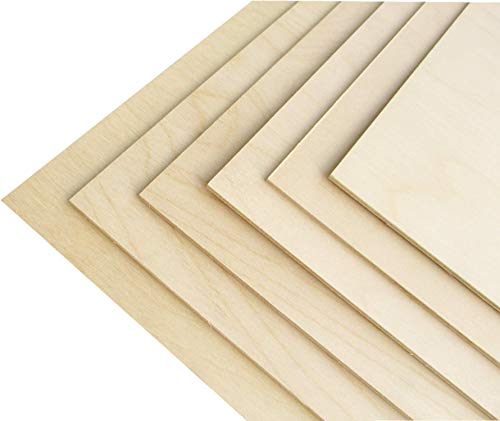 WOOCHE 3mm 1/8" x 8" x 12" Baltic Birch Plywood, 6 Pcs Craft Wood Sheets with Grade B/BB Veneer, Perfect for DIY Projects, Laser Cutting & Engraving, WOOCHE