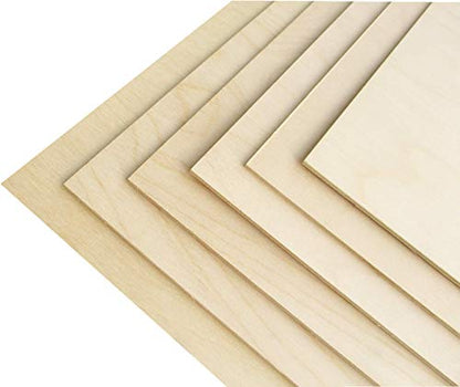 WOOCHE 3mm 1/8" x 8" x 12" Baltic Birch Plywood, 6 Pcs Craft Wood Sheets with Grade B/BB Veneer, Perfect for DIY Projects, Laser Cutting & Engraving, Woodburining, Painting and Drawing