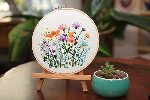 Maydear Embroidery Starter Kit With Flower Pattern Cross Stitch Needlework  Kits