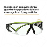 3M Safety Glasses, SecureFit 400X, ANSI Z87, Anti-Fog Anti-Scratch Clear Lens, Green and Black Frame, Brow Guard, Lightweight, Soft Nose Bridge and 3M SecureFit