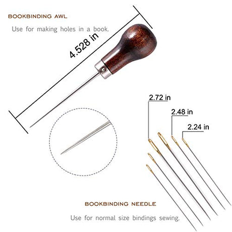 VENCINK Bookbinding Kits, Bookbinding Supplies Hand Book Binding Starter Tools Set with Genuine Bone Folders, Paper Awl, Large-Eye Needles, Waxed VENCINK