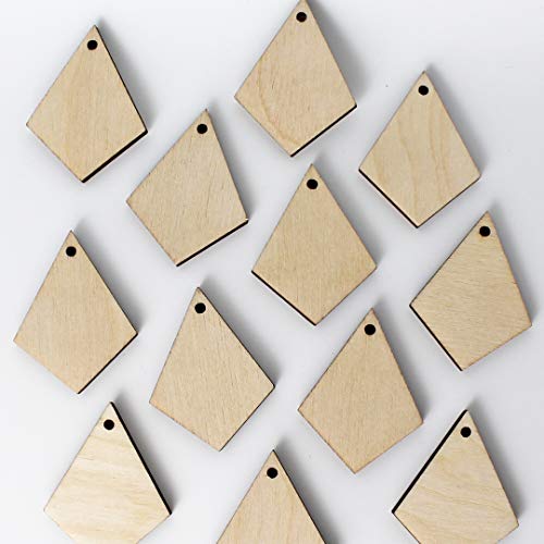 ALL SIZES BULK (12pc to 100pc) Unfinished Wood Laser Cutout Solid Diamond Teardrop Dangle Earring Jewelry Blanks Shape Crafts Made in Texas Texan Wood Crafts