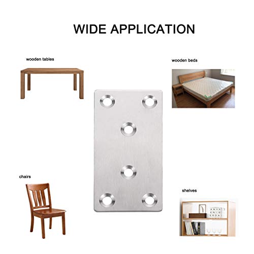 6PCS Mending Plates Heavy Duty Flat Bracket Metal Straight Brace Stainless Steel Bracket Repair Plates for Furniture,Wood,Shelves,Cabinet WoodArtSupply