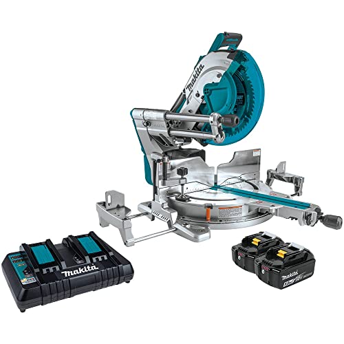 Makita XSL08PT 18V x2 LXT Lithium-Ion (36V) Brushless Cordless 12" Dual-Bevel Sliding Compound Miter Saw Kit, AWS Capable & Laser (5.0Ah)