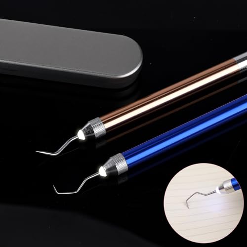 2pcs Weeding Pen for Vinyl, Craft Weeding Tool with Led Light 2 Styles Pin and Hooks Vinyl Tool Kit for DIY Paper Iron on Projects Silhouettes PEUTIER
