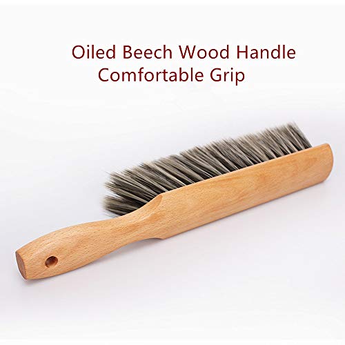 OAKART Hand Brush Soft Bristles Oiled Beech Wood Handle Small 14 Inch Long (Gray) - WoodArtSupply