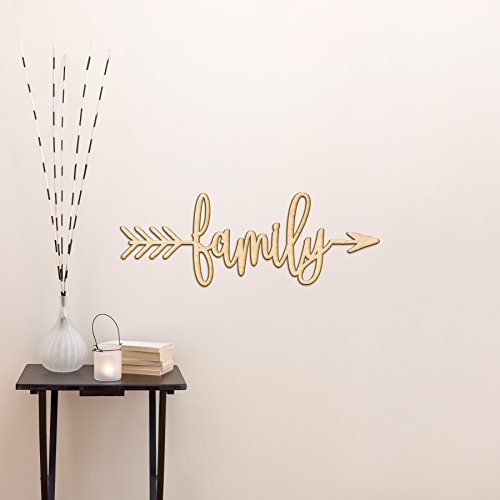 Family Right Arrow Wood Sign Home Decor Wall Art Hanging Rustic Unfinished 12" x 5"