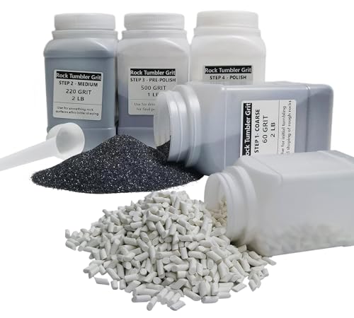 8 LBS Large Weight Rock Tumbler Grit Kit and Ceramic Tumbling Filler Media -Coarse/Medium Grit/Pre-Polished/Final Polish, Works with Any Rock - WoodArtSupply