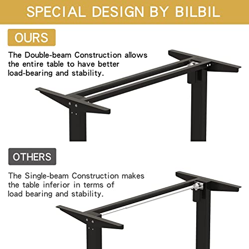 Jceet Adjustable Height L-Shaped 59 Inch Electric Standing Desk - Sit Stand Computer Desk, Stand Up Desk Table for Home Office, Black Frame and Top - WoodArtSupply