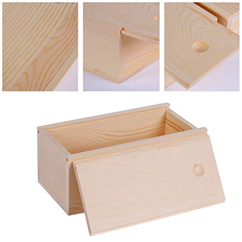 HZLHZYY 2 Pack Wood Box with Sliding Lid Unfinished Wood Storage Box Blank Natural Wood Box Case Container for Gift Jewelry Box, DIY Art Craft, HZLHZYY