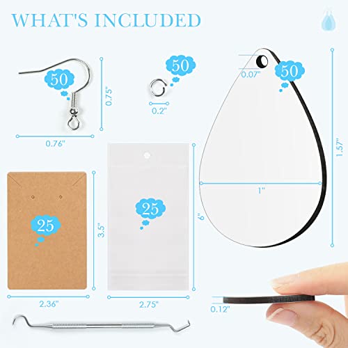 HTVRONT Sublimation Wood Earring Blanks Bulk - 50 Pcs with Blue Protective Film - Unfinished MDF Teardrop Earrings for Sublimation Printing with HTVRONT
